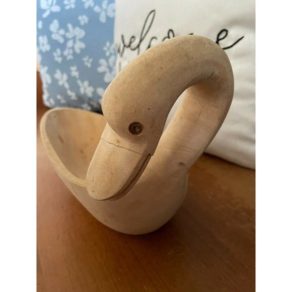 Carved Wooden Duck Bowl, Natural look, Farmouse Decor Servingware - Picture 2 of 7